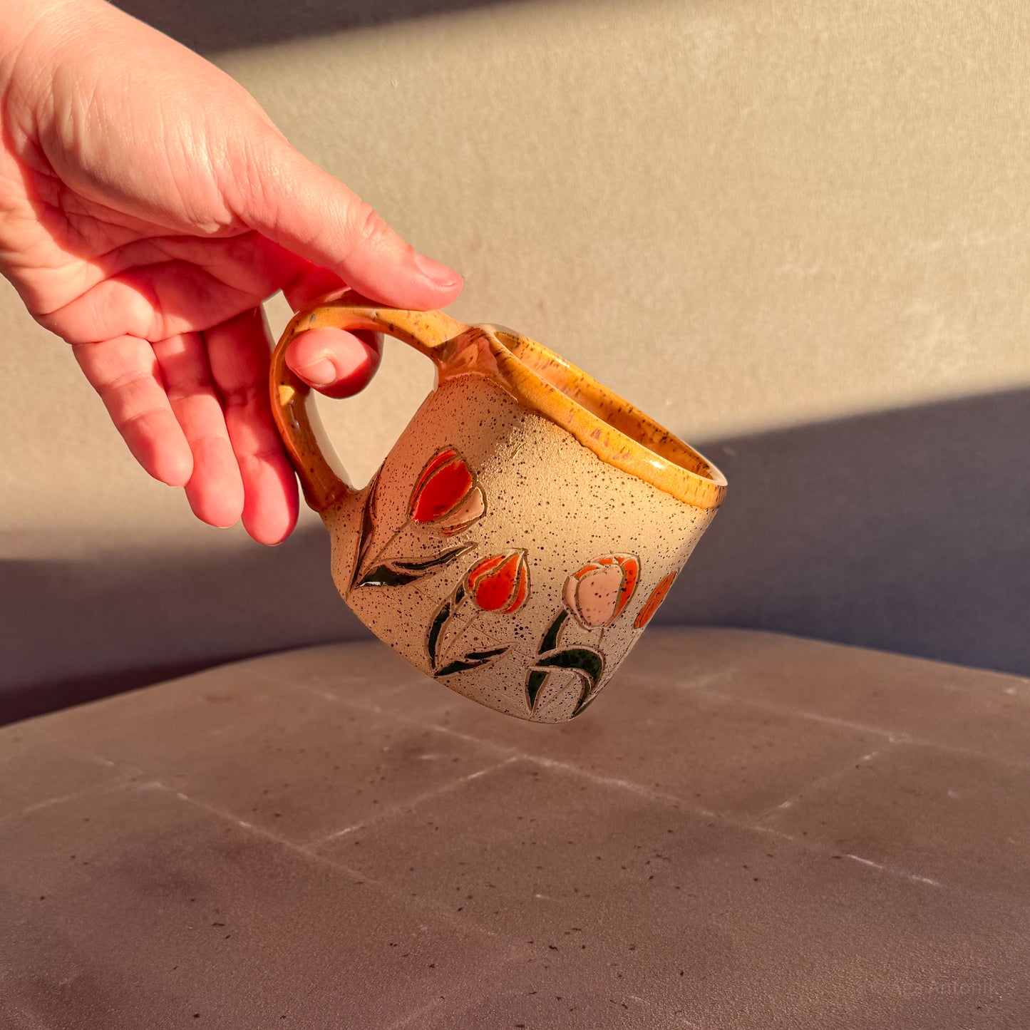 Tulip Carved Mug