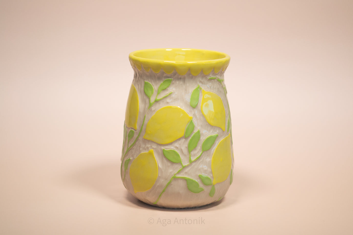 Lemon Blossom Hand-Carved Mini Vase