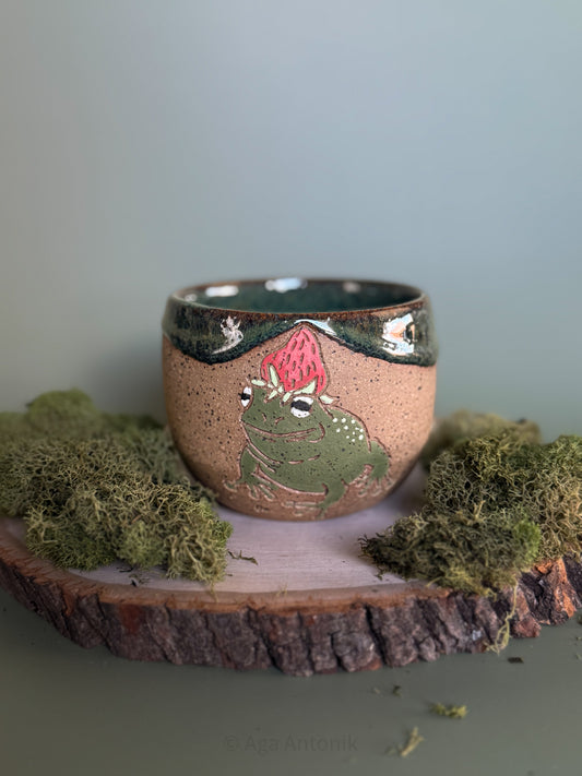 Ceramic Toad Cup - Strawberry