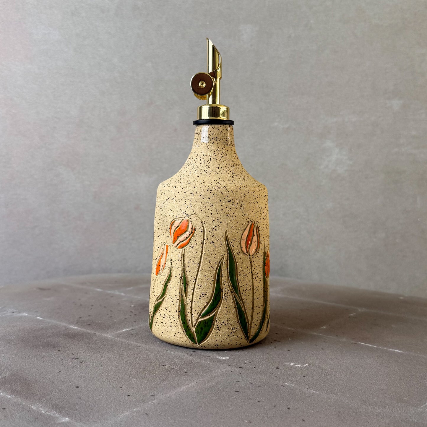 Oil Bottle - Tulips