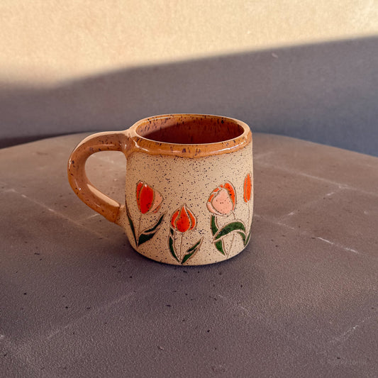 Tulip Carved Mug