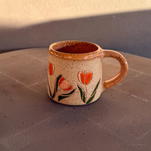 Tulip Carved Mug