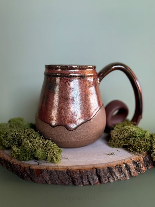 Ceramic Mug with Looped Handle - Copper