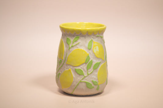 Lemon Blossom Hand-Carved Mini Vase